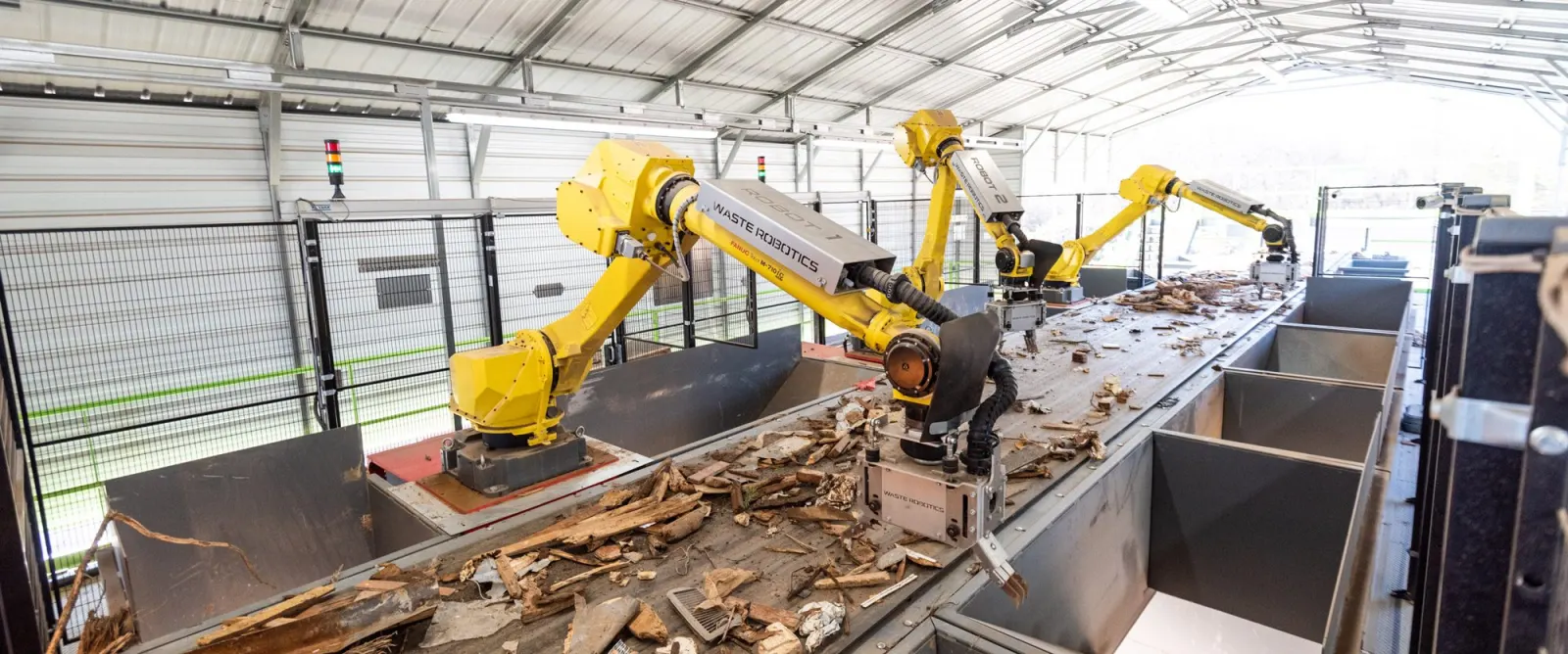 Waste Robotics industrial sorting robots on a plant floor
