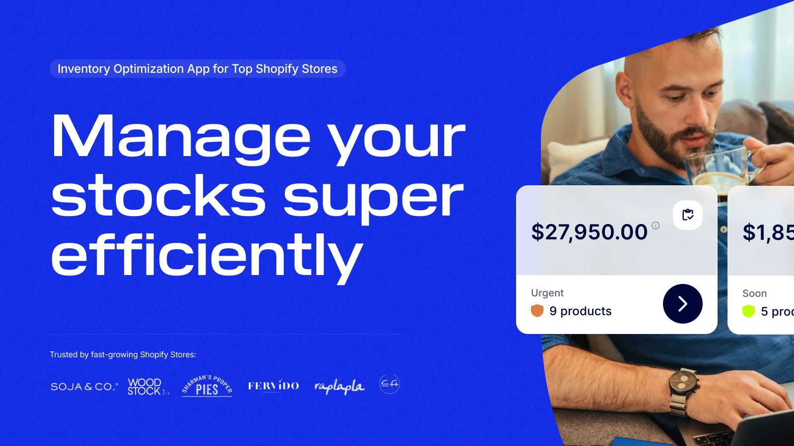 The StockHero inventory forecasting app on screen
